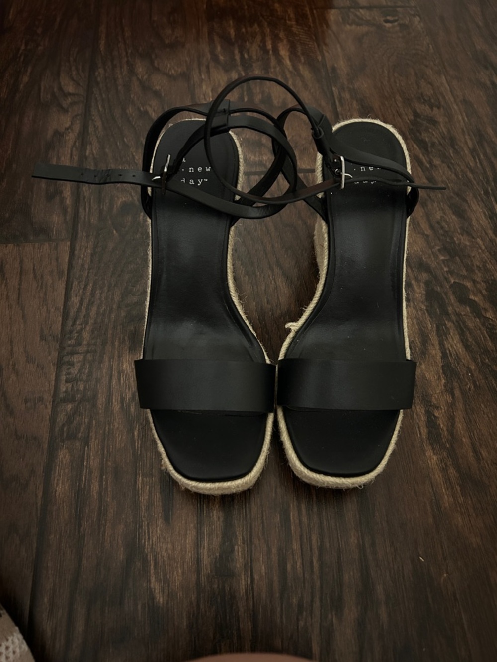 a new day Black Ankle-Strap Espadrille Sandals